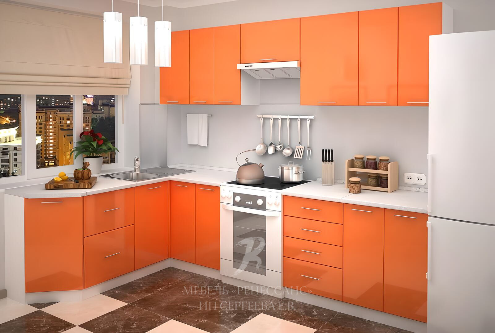 Кухни угловые хорошие. Кухня Техно оранжевая Сурская мебель угловая.